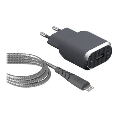 3571211389767-BigBen Force Power - chargeur secteur pour smartphone + 1 câble de charge USB/Lightning - blanc-Avant-0