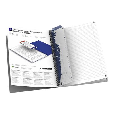 3020120022116-Oxford Office Essentials - Cahier à spirale A4 (21x29,7 cm) - 180 pages - ligné - disponib-Angle gauche-9