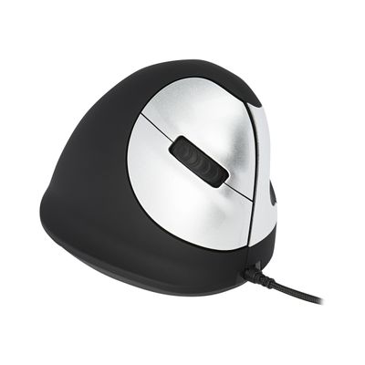 6956993300013-R-Go Tools - souris filaire ergonomique pour droitier - noir et argent-Angle gauche-2