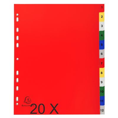 3130632025120-Exacompta - Pack de 20 intercalaires 12 positions numériques - A4 Maxi - couleurs assorties--0