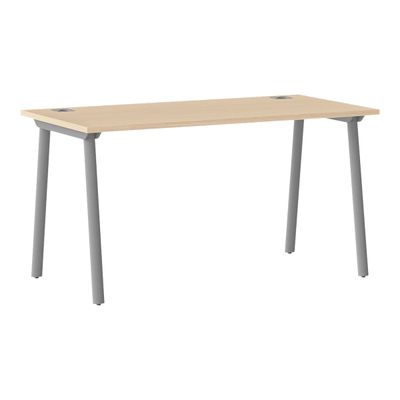 3483600875426-Bureau YES ! - 180 cm - Pieds arches fixes gris - Chêne-Angle gauche-0