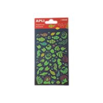 8410782150480-Apli - 1 feuille gommettes poissons fluo-Avant-0