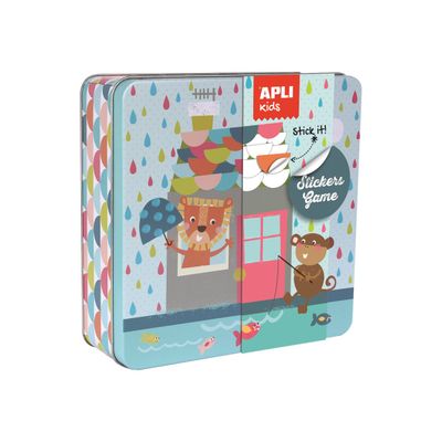 8410782152248-Apli Kids - Boîte métallique jeu de gommettes - maison-Angle gauche-0