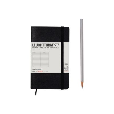 4004117328237-Leuchtturm1917 - Carnet de notes souple A6 - ligné - noir-Avant-0
