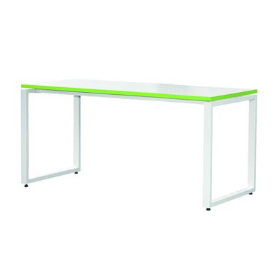 3700339874064-Bureau droit MT1 Elégance - L140 x P67 x H75 cm - pieds blancs - plateau blanc chants vert--2