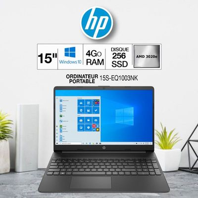 0195122968342-HP Laptop 15s-eq1003nk - PC portable 15,6" - AMD 3020e, 4Go RAM, 256Go Disque SSD, Windows 10--0