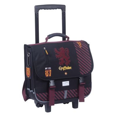 3661507524610-Cartable à roulettes Harry Potter Gryffondor - 38 cm - 2 compartiments - noir - Kid'Abord--0