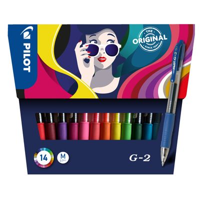 3131910414582-14 stylos Pilot roller G-2 - Roller encre gel rétractable - 0,7 mm--0