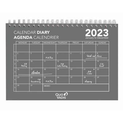 3371010478354-Agenda calendrier à spirale Oslo - 1 mois sur 1 page - 16 x 24 cm - gris - Quo Vadis--0