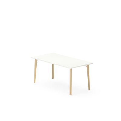 3617350004038-Table de réunion ROBIN - L200 x P80 x H73,5  cm - plateau blanc - pieds en hêtre massif--0
