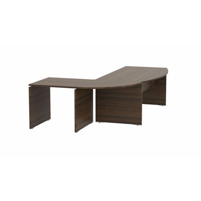 3617350001013-Bureau manager MOKA - avec angle et retour - L260 x P177 cm - plateau arqué - imitation noyer brun--0