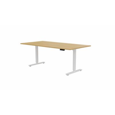 3617350004113-Table de réunion assis/debout AXEL - réglage électrique - L200 x P100 cm - plateau imitation chêne cla--0