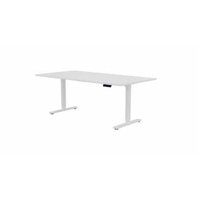 3617350004144-Table de réunion assis/debout AXEL - réglage électrique - L200 x P100 cm - plateau blanc - pieds bla--0