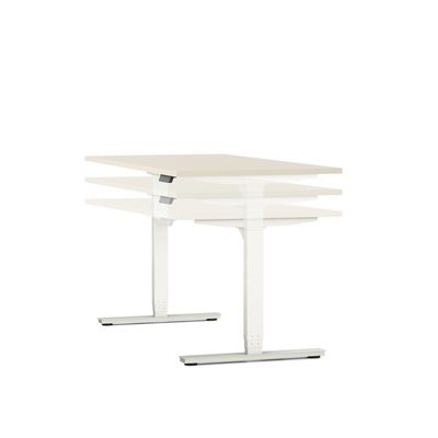 3617350004137-Table de réunion assis/debout AXEL - réglage électrique - L200 x P100 cm - plateau blanc - pieds gri--1