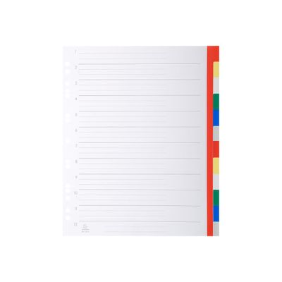 3130632025120-Exacompta - Pack de 20 intercalaires 12 positions numériques - A4 Maxi - couleurs assorties-Avant-1