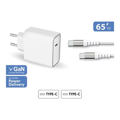 3571211480952-Force Power Lite - Chargeur secteur + câble USB-C - blanc-Multi-angle-0