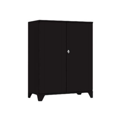 3219099259702-Armoire démontable à portes battantes avec pieds - 113x80 cm - noir vernis-Angle gauche-0