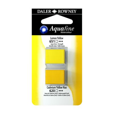 5011386117898-Daler-Rowney Aquafine - Ensemble de peinture - 2 parties - aquarelle - 2 couleurs - jaune citron, teinte jaune de cadmi--0