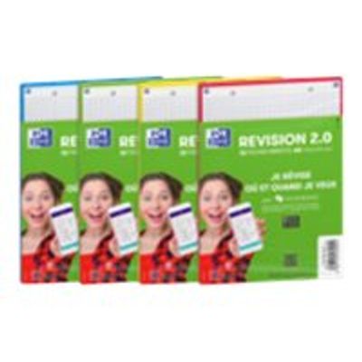 3020120182049-Oxford REVISION 2.0 - Pack de 32 Fiches Bristol Scribzee - A6 - petits carreaux - non perfo-Angle gauche-0