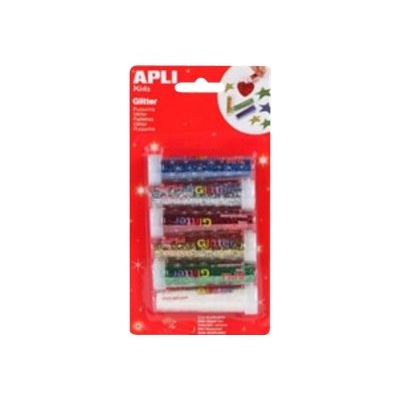8410782133438-Apli - 6 tubes à paillettes - coloris assortis-Avant-0