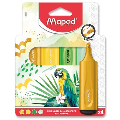 3154147409022-Maped Fluo'peps - Pack de 4 surligneurs - mix 2 pastel et 2 glitter - différents modèles disponibles--1
