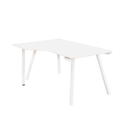 3483600495747-Bureau compact à gauche SUNDAY - 160 cm - Pieds trapèze - Blanc--0