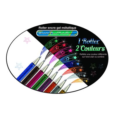 0884851024565-Pentel - Roller encre metallique pailletée - 1 mm - vert/bleu--2