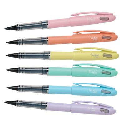 3474371970021-Pentel Tradio Pastel - Feutre plume - corps vert--2