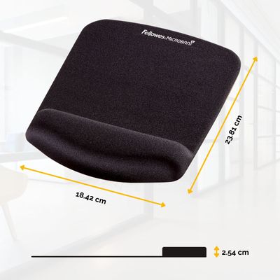 043859718917-Fellowes PlushTouch - Tapis de souris / repose-poignets ergonomique - noir - protection anti-bactérienne Microban - surface douce e--1