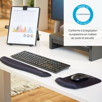 043859718917-Fellowes PlushTouch - Tapis de souris / repose-poignets ergonomique - noir - protection anti-bactérienne Microban - surface douce e--3