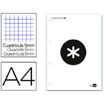 8423473794139-Antartik - Bloc blanc de feuilles simples A4 - 100 pages - petits carreaux - perforées--0