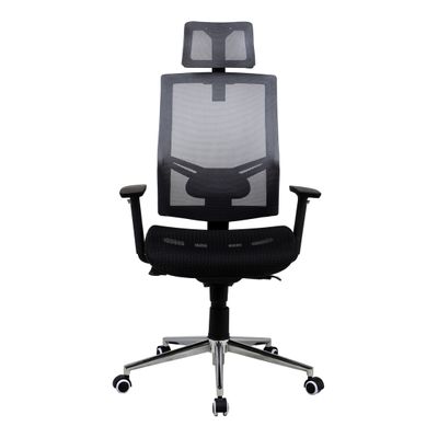 3397703517698-Fauteuil de bureau MANILLE - accoudoirs réglables - appui-tête réglable - noir--2