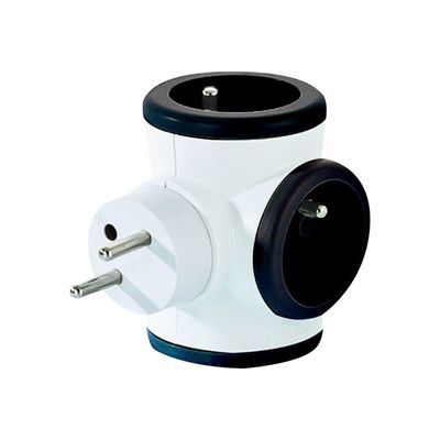 3760110686071-WATT & CO - Multiprise triplite rotative - blanc/noir-Angle droit-0