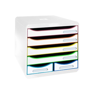 9002493312913-Exacompta Black Office - Module de classement 6 tiroirs - blanc/arlequin-Angle gauche-1