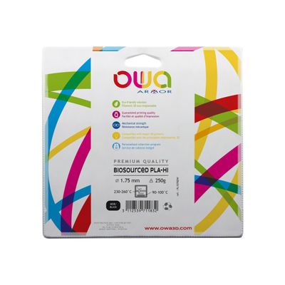3112539711832-OWA - Filament 3D PLA-Hi - noir - Ø 1,75 mm - 250g-Avant-0