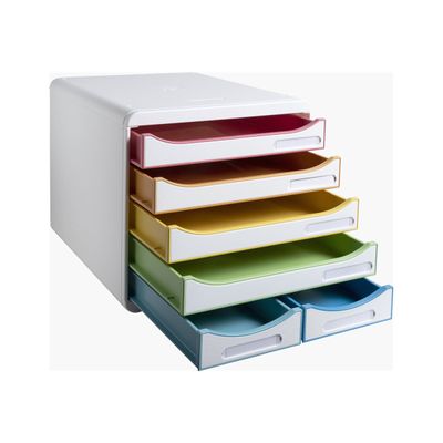 9002493312913-Exacompta Black Office - Module de classement 6 tiroirs - blanc/arlequin-Angle gauche-4