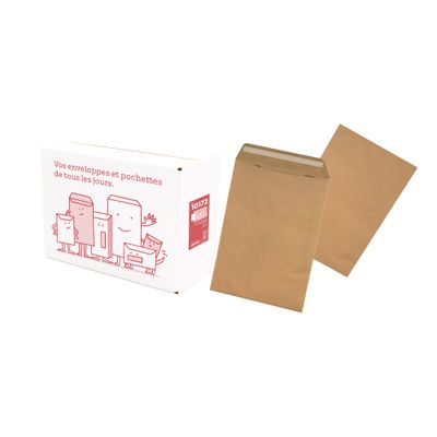 3240180101723-La Couronne - 250 Pochettes  C4 229 x 324 mm - 90 gr - sans fenêtre - kraft brun - bande auto-adhésiv--0