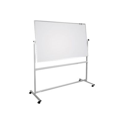 4009729058299-DAHLE - Tableau pivotant blanc laqué - 2 côtés magnétiques - 120 x 180 cm - 4 roues-Angle gauche-0