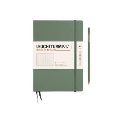 4004117609381-Leuchtturm1917 - Carnet de notes rigide A5 - pointillés - vert olive-Avant-0