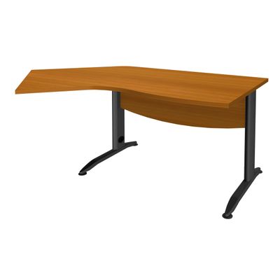 3253310150133-Bureau 135° IDRA - retour d'angle à gauche - L180 cm - Pieds anthracite - plateau imitation Merisier--0