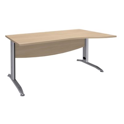 3253310150737-Bureau droit IDRA - Vague à droite - L160 cm - Pieds alu - plateau imitation Chêne--0