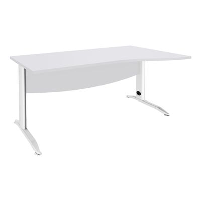 3253310150652-Bureau droit IDRA - Vague à droite - L160 cm - Pieds blancs - plateau Blanc--0