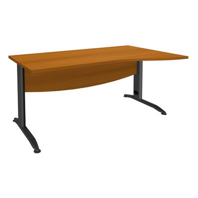3253310150072-Bureau droit IDRA - Vague à droite - L140 cm - Pieds anthracite - plateau imitation Merisier--0