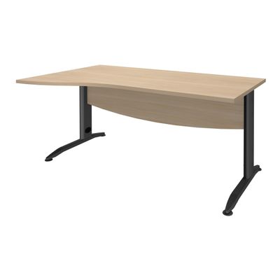 3253310150829-Bureau droit IDRA - Vague à gauche - L160 cm - Pieds anthracite - plateau imitation Chêne--0