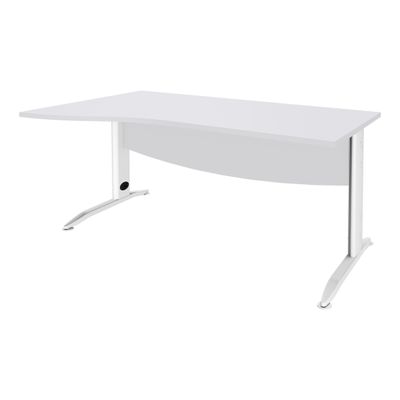 3253310150645-Bureau droit IDRA - Vague à gauche - L140 cm - Pieds blancs - plateau Blanc--0