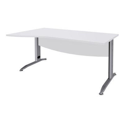3253310150485-Bureau droit IDRA - Vague à gauche - L140 cm - Pieds alu - plateau Blanc--0