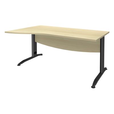 3253310150348-Bureau droit IDRA - Vague à gauche - L160 cm - Pieds anthracite - plateau imitation Erable--0