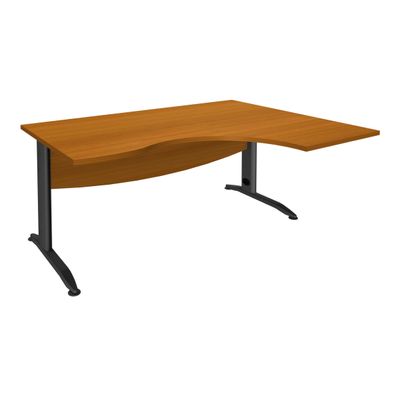 2012348122304-Bureau compact à droite IDRA - L160 cm - Pieds anthracite - plateau imitation Merisier (Pieds de renfort obligatoire à rajou--0