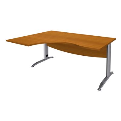 2012348121857-Bureau compact à gauche IDRA - L180 cm - Pieds alu - plateau imitation Merisier (Pieds de renfort obligatoire à rajou--0