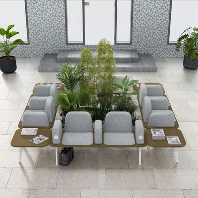 3253310179578-Banquette ILO - 4 places L172xP114cm -  carbone - structure noyer - tissu bleu guède--3